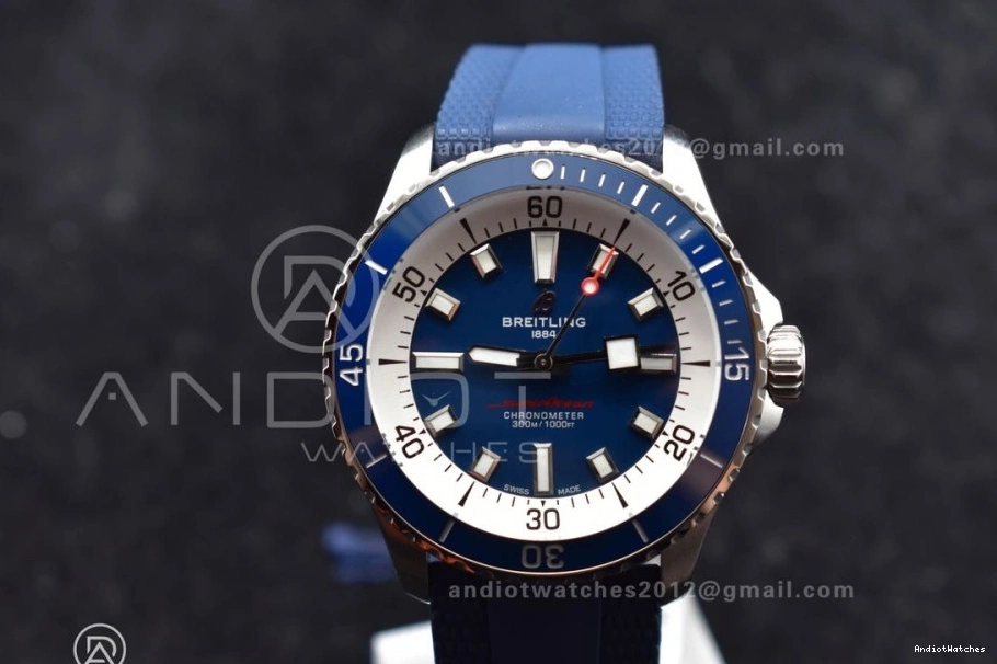 Best Edition 1:1 Dial on Contemporary 1168 A BLSF Strap Blue SS Automatic SuperOcean Blue 42 Rubber 0816